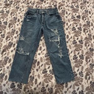 Dark washed mom jeans. 8.